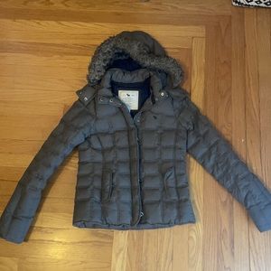 Abercrombie and Fitch Taupe Coat with Hood